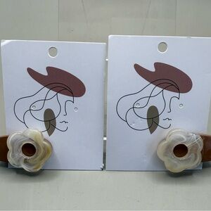 Elegant Cream and Brown Flower Earrings